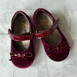 Naturino Burgundy Velvet Mary Jane Flats with Bows
